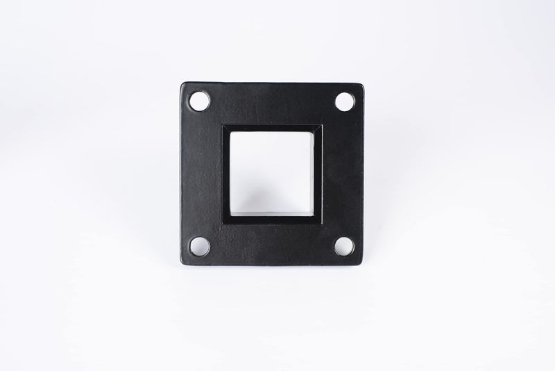 BORDERSMOVER لوح تثبيت على الأرضية لعمود سياج مربع مقاس 2 بوصة ودرابزين على سطح السفينة من الألومنيوم شديد التحمل باللون الأسود - Image 5