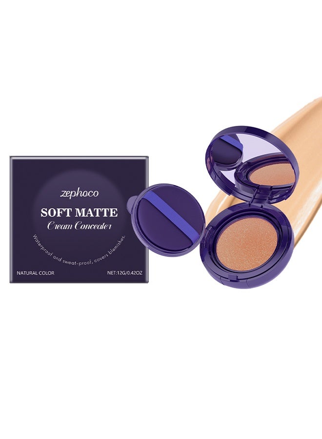 zephoco Soft Matte Cream Concealer, Waterproof Foundation, Full Coverage, Hydrating Long-Lasting Concealer, Moisturizing Contour And Brighten (#Natural) - Image 1
