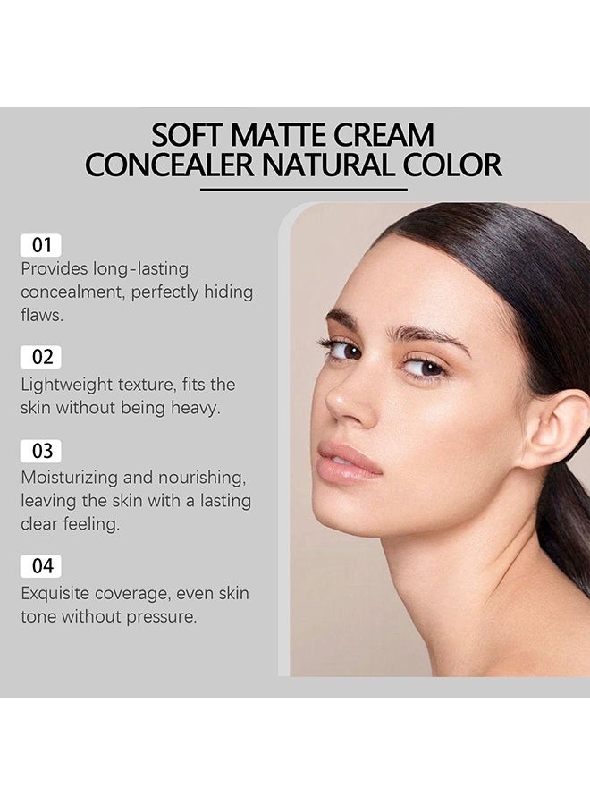 zephoco Soft Matte Cream Concealer, Waterproof Foundation, Full Coverage, Hydrating Long-Lasting Concealer, Moisturizing Contour And Brighten (#Natural) - Image 4