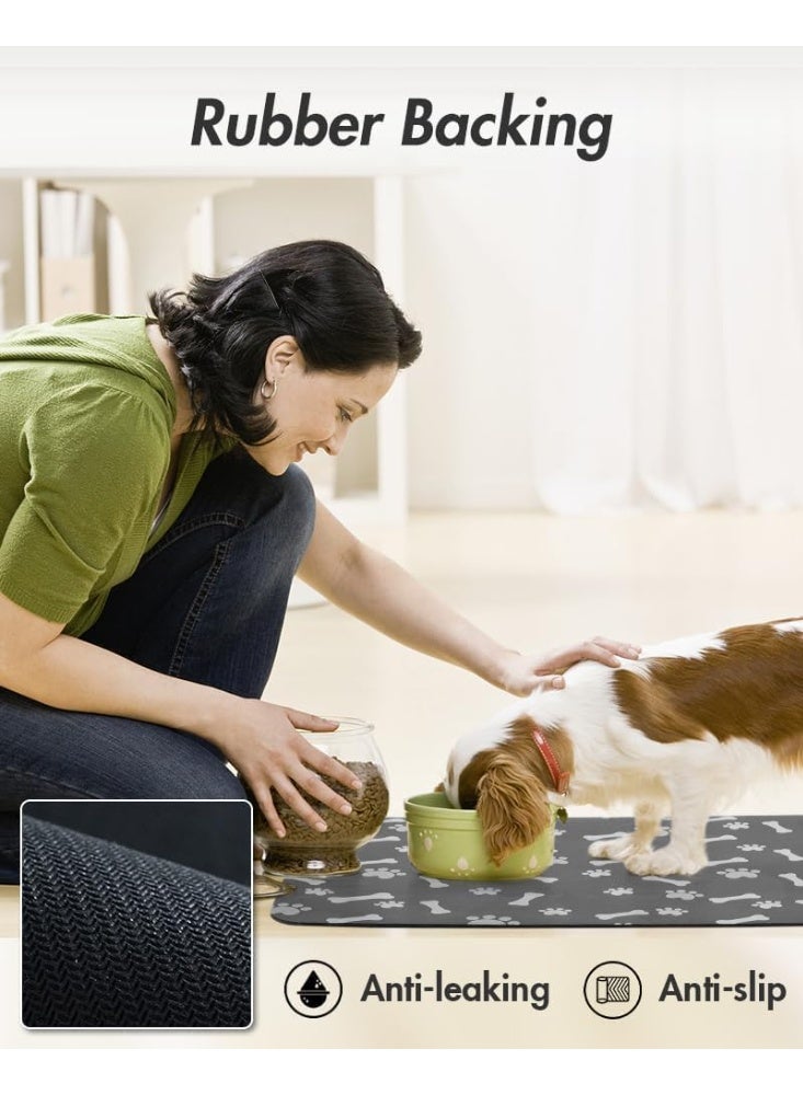 Pet Feeding Mat, Absorbent Dog Food Mat, Dog Mat for Food and Water, No Stains Quick Dry Dog Water Dispenser Mat, Easy to Clean, for Dog Cat Puppy or Other Pets, 12"X19" - Image 3