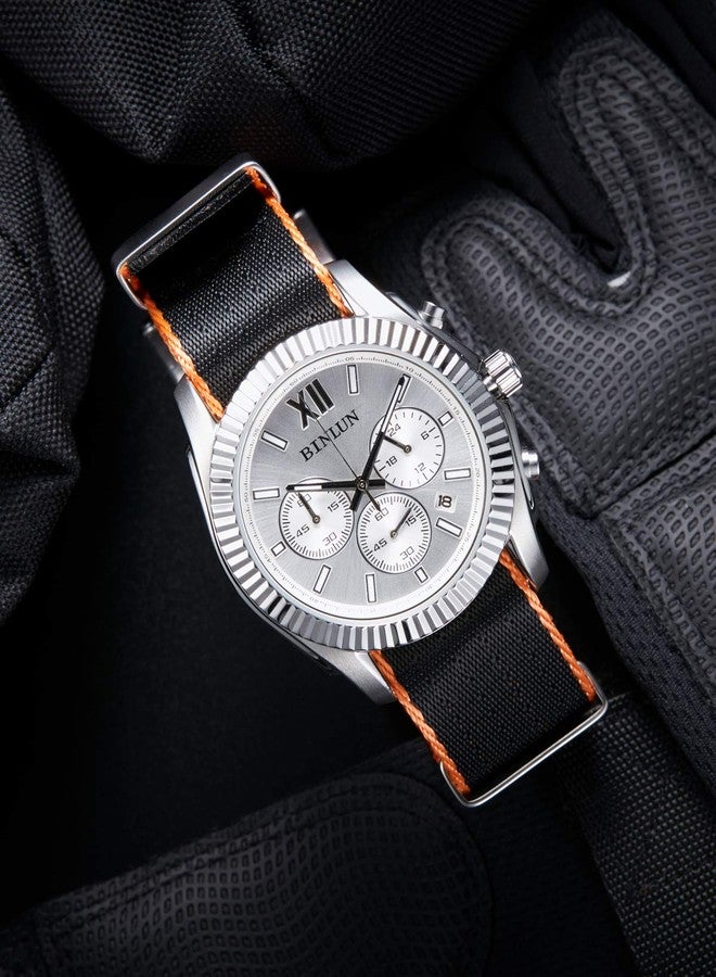 BINLUN Nylon Watch Straps Thick G10 Premium Ballistic Multicolor Replacement Watch Bands with Silver/Black Stainless Steel Buckle for Men Women 18mm 20mm 22mm 24mm（Orange Edge，22mm） - Image 5