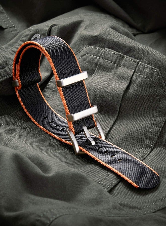 BINLUN Nylon Watch Straps Thick G10 Premium Ballistic Multicolor Replacement Watch Bands with Silver/Black Stainless Steel Buckle for Men Women 18mm 20mm 22mm 24mm（Orange Edge，22mm） - Image 2