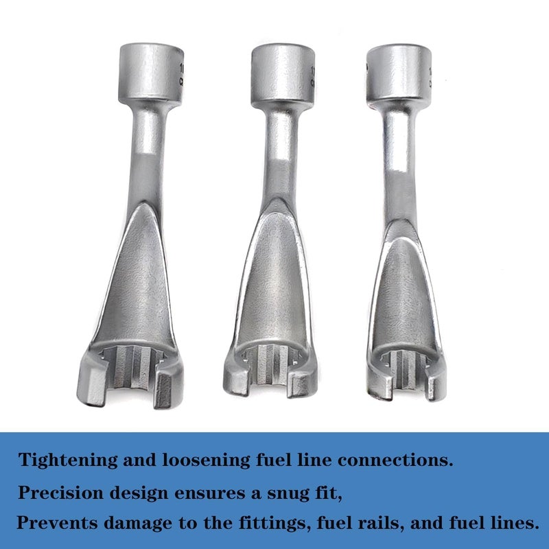 JEUCLEL 6PCS 3/8" Drive Long Flex Head Injector Fuel Line Socket Wrench Set, Crowfoot Flare Nut Socket Wrench Metric 12mm 14mm 16mm 17mm 18mm 19mm Hydraulic Lines Nuts Bolts Hand Removal Tool - Image 3