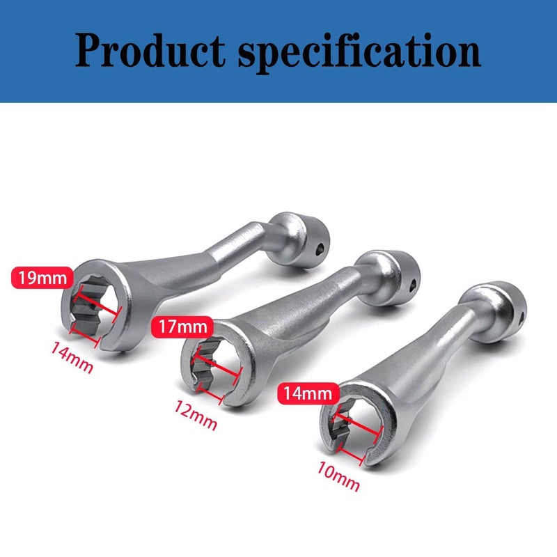 JEUCLEL 6PCS 3/8" Drive Long Flex Head Injector Fuel Line Socket Wrench Set, Crowfoot Flare Nut Socket Wrench Metric 12mm 14mm 16mm 17mm 18mm 19mm Hydraulic Lines Nuts Bolts Hand Removal Tool - Image 2