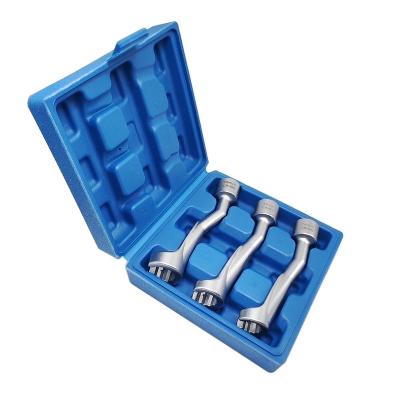 JEUCLEL 6PCS 3/8" Drive Long Flex Head Injector Fuel Line Socket Wrench Set, Crowfoot Flare Nut Socket Wrench Metric 12mm 14mm 16mm 17mm 18mm 19mm Hydraulic Lines Nuts Bolts Hand Removal Tool - Image 1