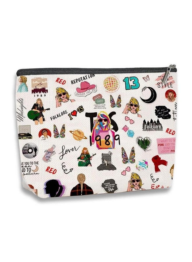 maycreate حقيبة مكياج قطنية MAYCREATE® تايلور سويت للنساء والفتيات، حقيبة تنظيم مكياج بطباعة تايلور العصرية، حقيبة مكياج تجميل للسفر، هدايا لمشجعي موسيقى TS - Image 1