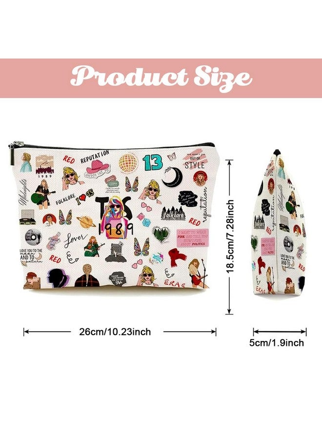 maycreate حقيبة مكياج قطنية MAYCREATE® تايلور سويت للنساء والفتيات، حقيبة تنظيم مكياج بطباعة تايلور العصرية، حقيبة مكياج تجميل للسفر، هدايا لمشجعي موسيقى TS - Image 2