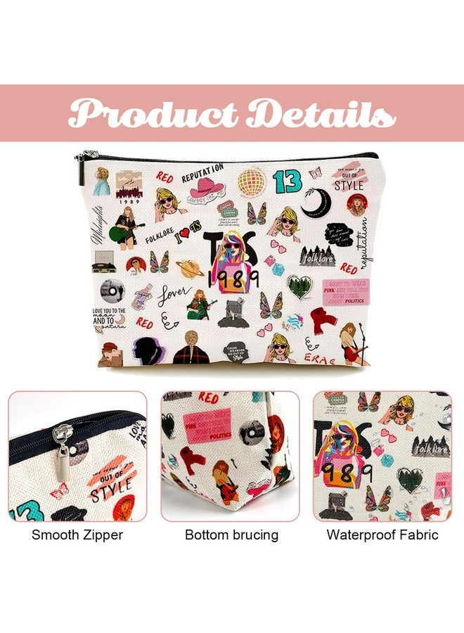 maycreate حقيبة مكياج قطنية MAYCREATE® تايلور سويت للنساء والفتيات، حقيبة تنظيم مكياج بطباعة تايلور العصرية، حقيبة مكياج تجميل للسفر، هدايا لمشجعي موسيقى TS - Image 3