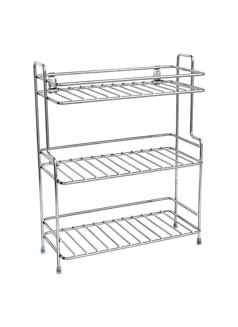 sulfar - Sulfar 3 Tier Trolley Rack for Boxes Utensils Dishes Plates for Home/Stainless Steel Kitchen Rack for Spice and Dishes for Kitchen and Home (Silver) - Image 1