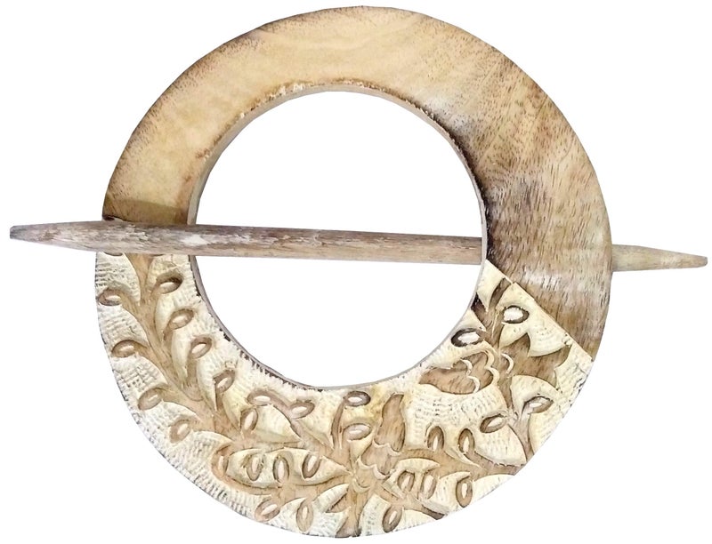 Purpledip Wooden Curtain Holder Tie Back 'Floral Circle': Set of 2 (11875) - Image 2