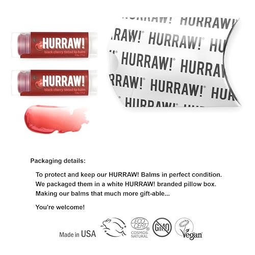 Hurraw! Black Cherry Tinted Lip Balm, 2 Pack: (Sheer Red Tint) Organic, Certified Vegan, Cruelty and Gluten Free. Non-GMO, 100% Natural Ingredients. Bee, Shea, Soy and Palm Free. Made in USA - Image 2