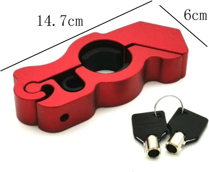 cheekyglo Motorcycle Handlebar Lock Aluminum Alloy Anti Theft Motorcycles Scooters Bike Alarm Brake Handlebar for Easy Storage & Transporting,Red - Image 2