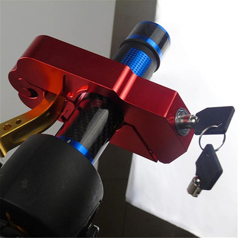 cheekyglo Motorcycle Handlebar Lock Aluminum Alloy Anti Theft Motorcycles Scooters Bike Alarm Brake Handlebar for Easy Storage & Transporting,Red - Image 3
