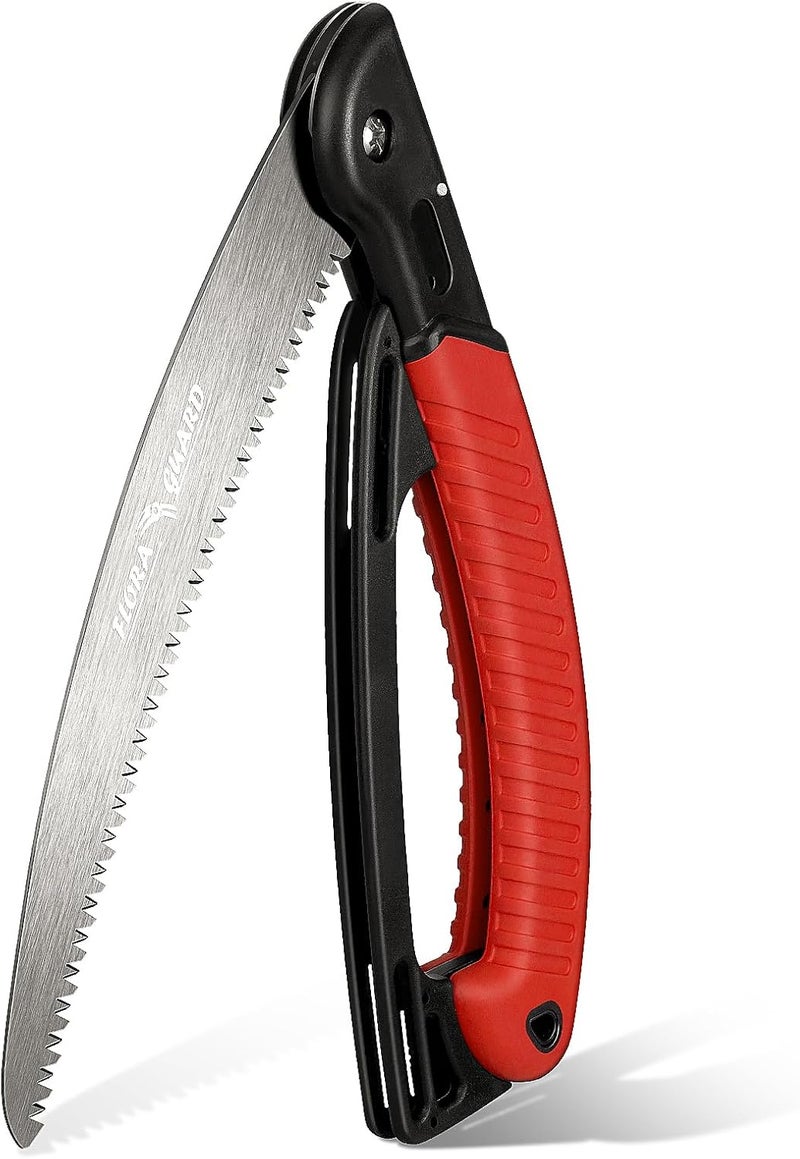 FLORA GUARD 10-Inch Folding Hand Saw, Heavy Duty Pruning Saw with Multi-Level Razer Teeth for Wood Cutting, Tree Trimming, Professional Camping Gardening Tools - Image 1