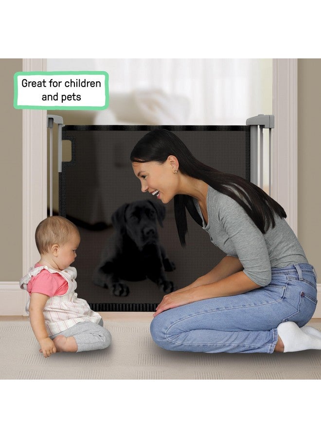 إنجنيونتي بوابة قابلة للسحب من سلسلة Thruway 52W للحيوانات الأليفة والأطفال من Summer by Ingenuity مع شبكة قابلة للطي، بعرض 52 بوصة وارتفاع 30 بوصة، مثبتة بالأجهزة، تُركّب على الحائط في المدخل أو الرواق أو أسفل الدرج - لون أسود - Image 1