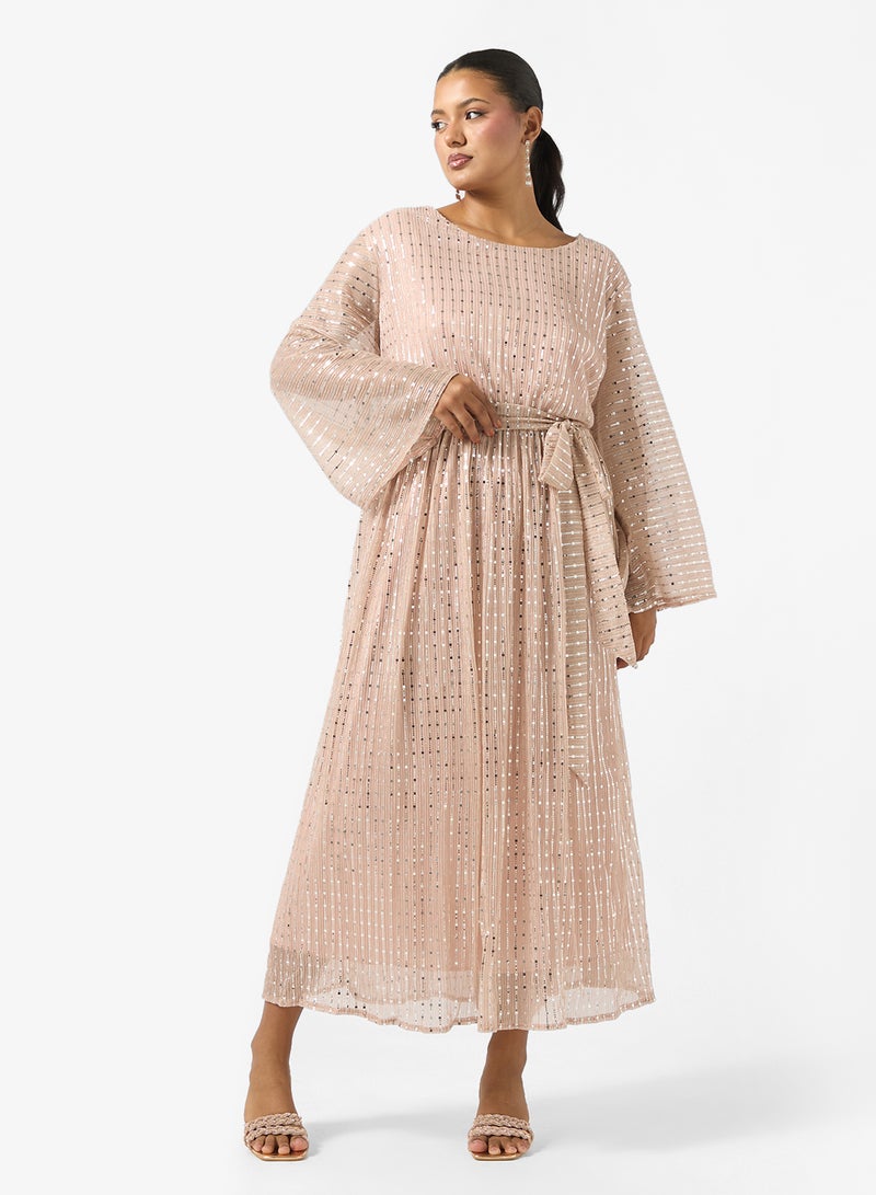 Khizana Plus Size Shimmer Belted Dress - Image 1