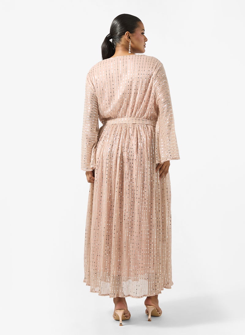 Khizana Plus Size Shimmer Belted Dress - Image 2