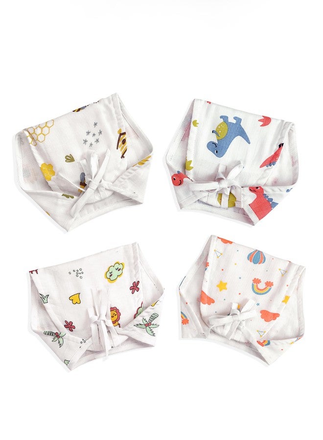 FEBVIBE Unisex Organic Muslin Cotton Padded Baby Nappy/Langot/Diaper - Multicolor (Size-New Born Baby, Set of 4) - Image 1