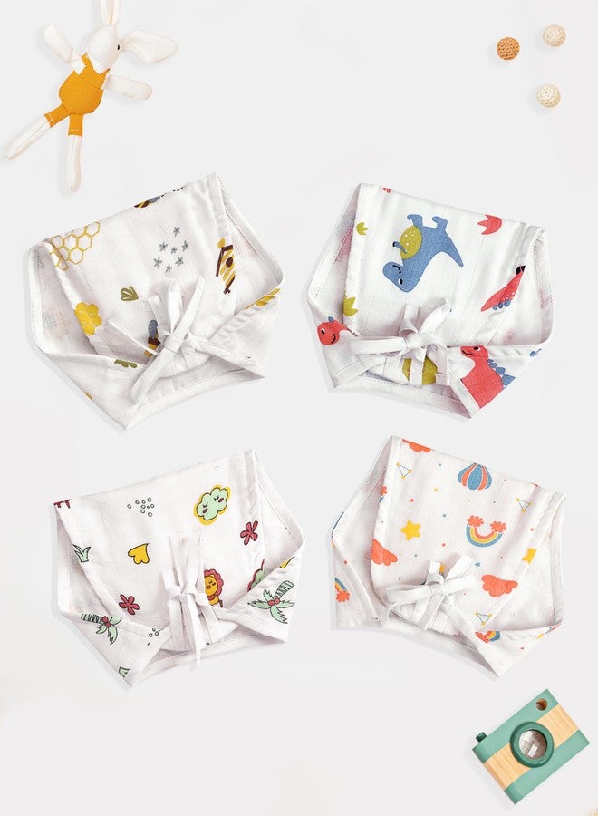 FEBVIBE Unisex Organic Muslin Cotton Padded Baby Nappy/Langot/Diaper - Multicolor (Size-New Born Baby, Set of 4) - Image 2