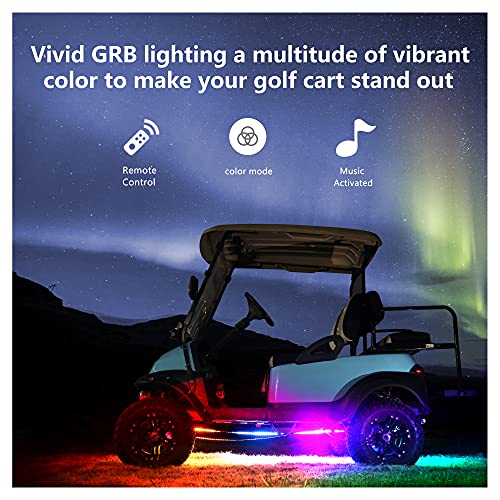 10L0L Golf Cart Underglow LED Light Strip Kit, 22 Modes Glow Neon Underbody Lighting with Wireless Remote Control, Sound Active, Water Resistant Flexible Tubes 4 Pack - Image 2