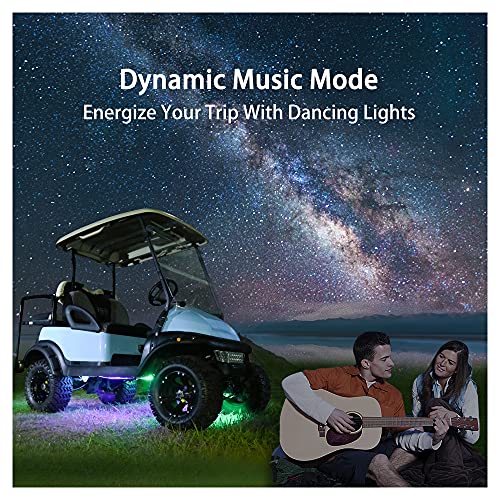 10L0L Golf Cart Underglow LED Light Strip Kit, 22 Modes Glow Neon Underbody Lighting with Wireless Remote Control, Sound Active, Water Resistant Flexible Tubes 4 Pack - Image 3
