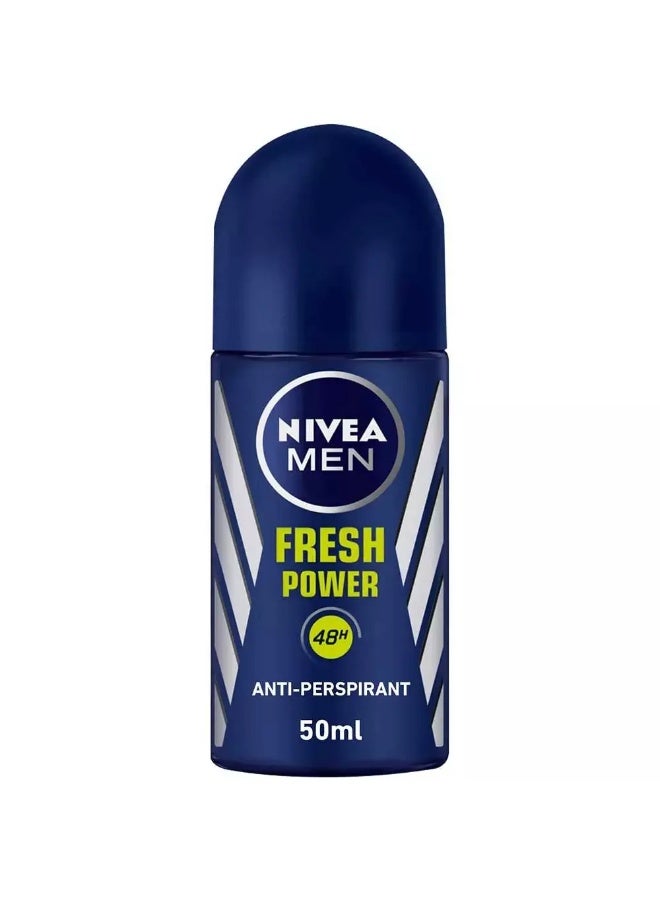 NIVEA MEN Fresh Power Roll On, Antiperspirant for Men, Fresh Scent, Roll-on 50ml - Image 1