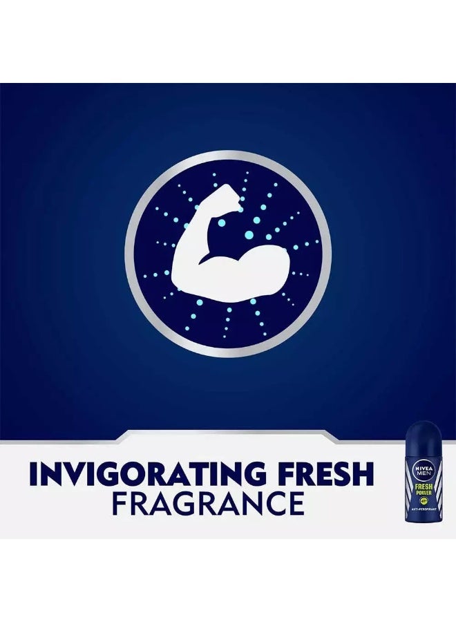 NIVEA MEN Fresh Power Roll On, Antiperspirant for Men, Fresh Scent, Roll-on 50ml - Image 5