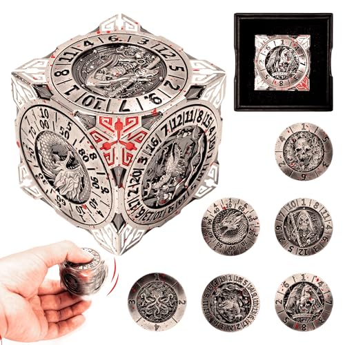 Froggod Roulette Dice Spinner 7in1 Metal DND Dice Set with 3D Relief Mechanical DND Spinner for Dungeons and Dragons Gifts DM PlayersBloodstains - Image 1