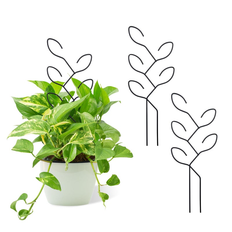 Natrlart 2 Pcs Metal Leaf Shape Garden Trellis for Climbing Plant, Potted Plants, Mini Plants, Indoor Plants Trellis, Home Plant Tool, Plant Lover Gifts Ideas for Garden Potted, Hoya, Pothos, Flower, Monstera - Image 1