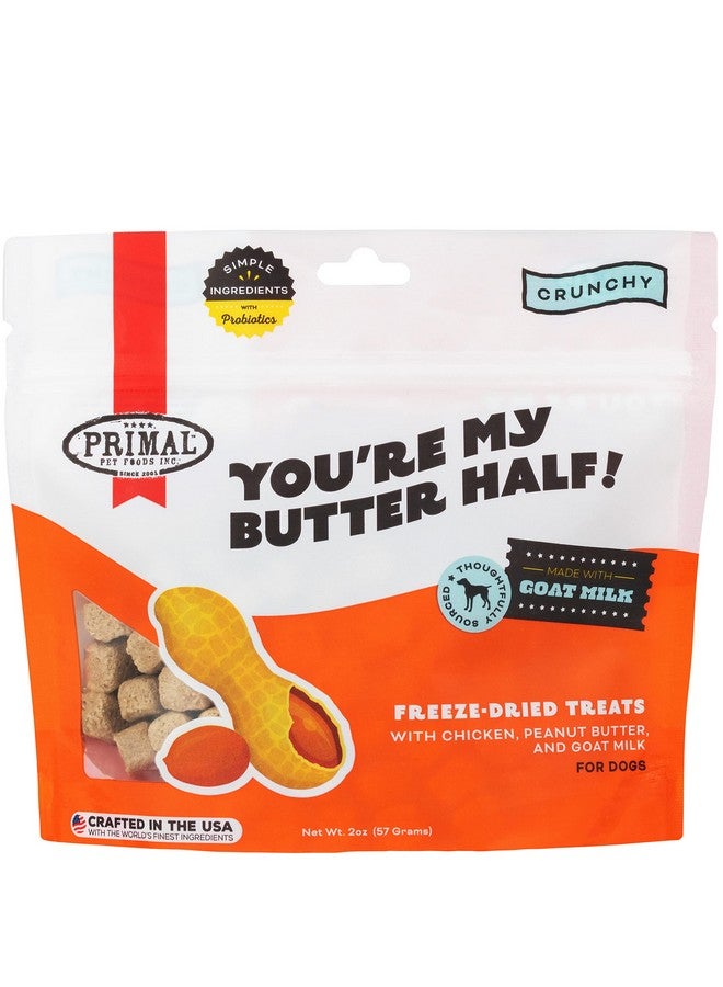 Primal Pet Foods Primal Freeze Dried Dog Treats, You're My Butter Half; Chicken & Peanut Butter with Goat Milk, Grain Free Training Treats for Dogs with Probiotics, 2 oz - Image 1