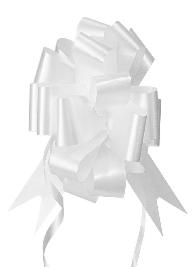 GWHOLE 60 Pcs 5'' White Ribbon Pull Bows for Gift Wraps, Wedding Decor - Image 2