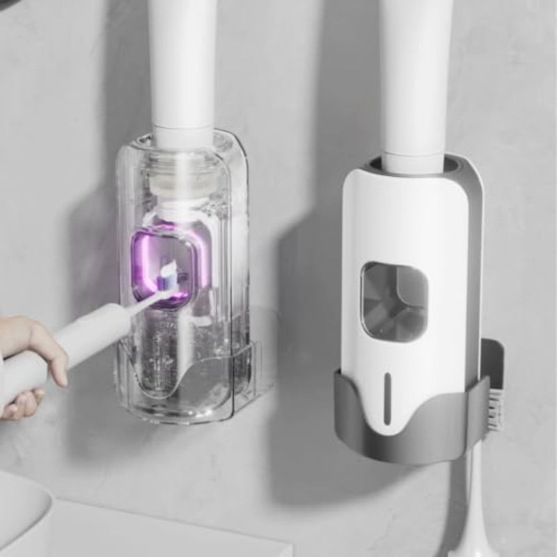 Toothpaste Dispenser, Automatic Electric Toothpaste Squeezer with Sensor Wall-Mounted for Washroom Bathroom White and Black - Image 2