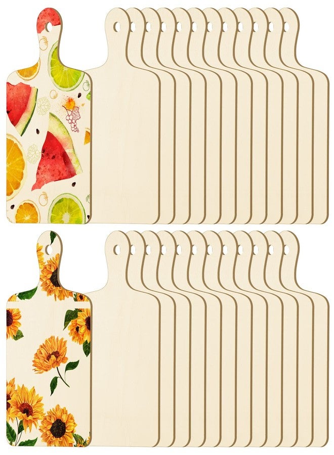 Yinkin 24 Pieces Mini Wood Cutting Board with Handle Wooden Chopping block Paddle Unfinished Mini Cheese Small Serving board Cooking Butcher Block for Crafts Vegetable Kitchen Decor(Large) - Image 1