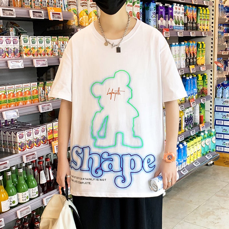 240g Cotton Short-sleeved T-shirt Men's Summer New Cyber Celebrity Trendy Brand Loose Trendy Easy-to-match Duffian Handsome Men's Top - Image 1