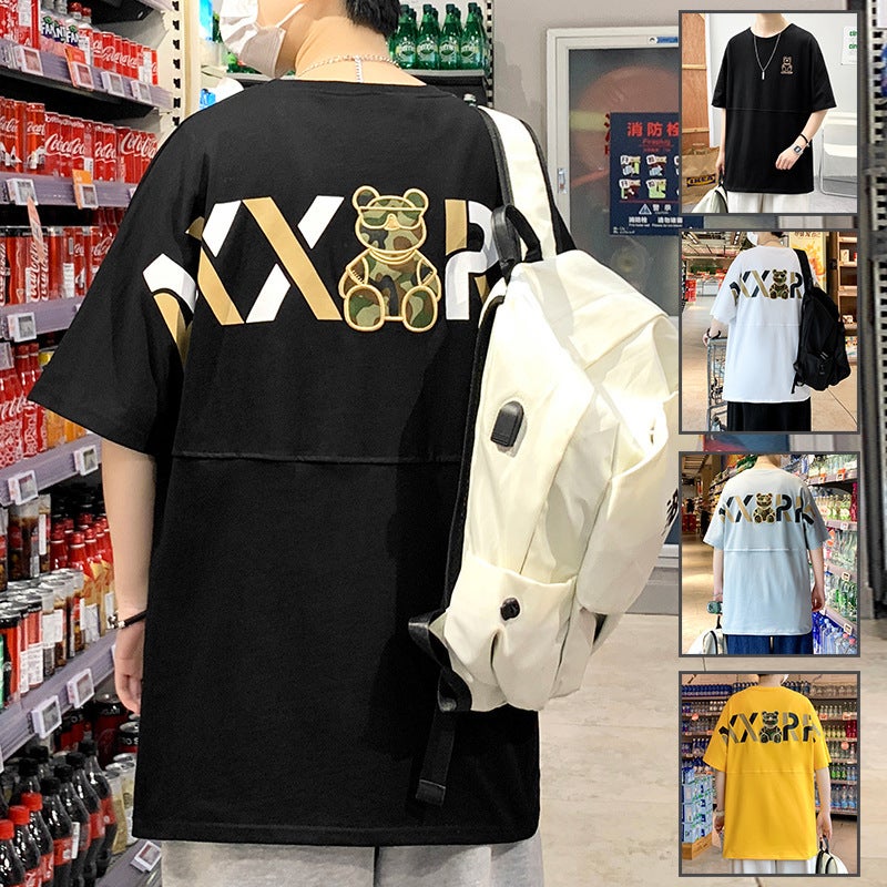 240g Cotton Short-sleeved T-shirt Men's Summer New Cyber Celebrity Trendy Brand Loose Trendy Easy-to-match Duffian Handsome Men's Top - Image 2