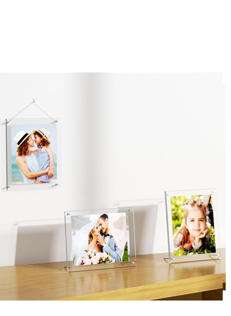 SYOSI Acrylic Photo Frame with Stand 10*15CM Desktop Clear Acrylic Photo Frame Lossless Clarity Decorative Poster Frame Tabletop Display Desktop Frameless Postcard Display (1 Pack) - Image 5