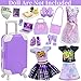 18INDC 17 Pcs Doll Clothes and Accessories Suitcase Travel Set Miniature Laptop Computer Tablet Phone SuitcaseBackpack BagClothes SetShoesTelescopeDollarsOmelette Toast Set for 115 Doll - Image 3