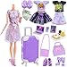 18INDC 17 Pcs Doll Clothes and Accessories Suitcase Travel Set Miniature Laptop Computer Tablet Phone SuitcaseBackpack BagClothes SetShoesTelescopeDollarsOmelette Toast Set for 115 Doll - Image 2