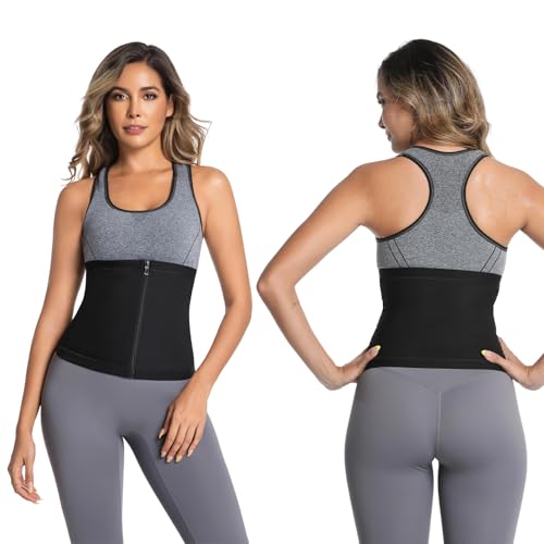 Towintec Waist Trainers for Women Belly Fat Lower Waist Trimmer Sweat Tummy Band for Stomach Weight Loss Body Shaper Corset Tummy Wrap Workout Sports Compression Slimming Belt Sauna Suit(Blue,M) - Image 5