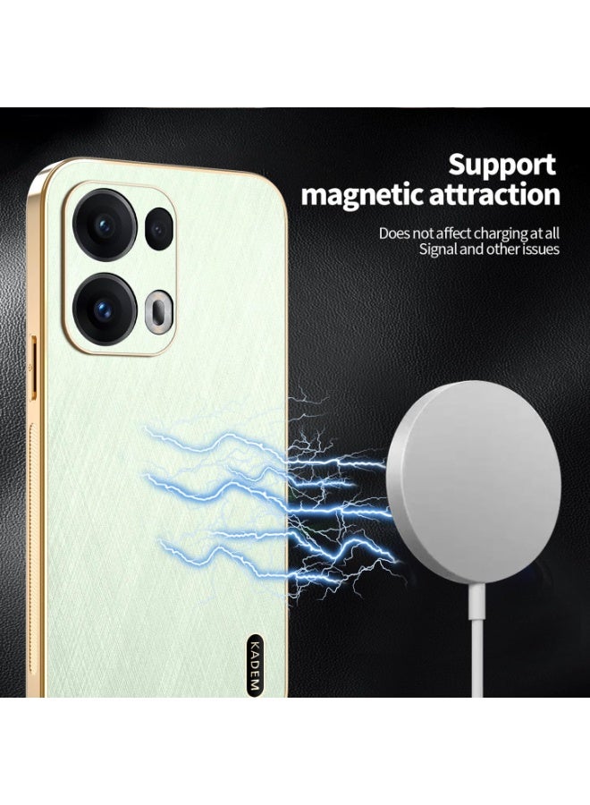 general Case for OPPO Reno 14 Pro 5G (Reno14 Pro 5G), Elegant Brushed Metal Design, Premium Leather Finish Shell, Ultra-thin Soft Silicone TPU Bumper Shockproof Cover - Image 5