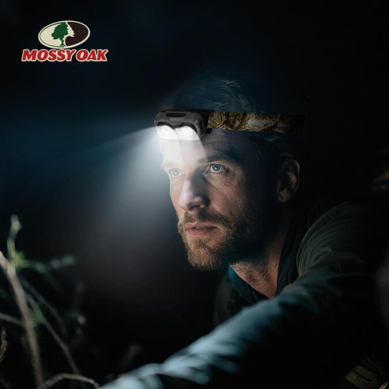 Mossy Oak 600 Lumens Rechargeable Headlamp, Lightweight LED Headlight with White & Red Light, Waterproof Head Lamp with Non-Slip Band, Dimmable & Memory Function for Camping, Hunting, Valentine's Day - Image 2