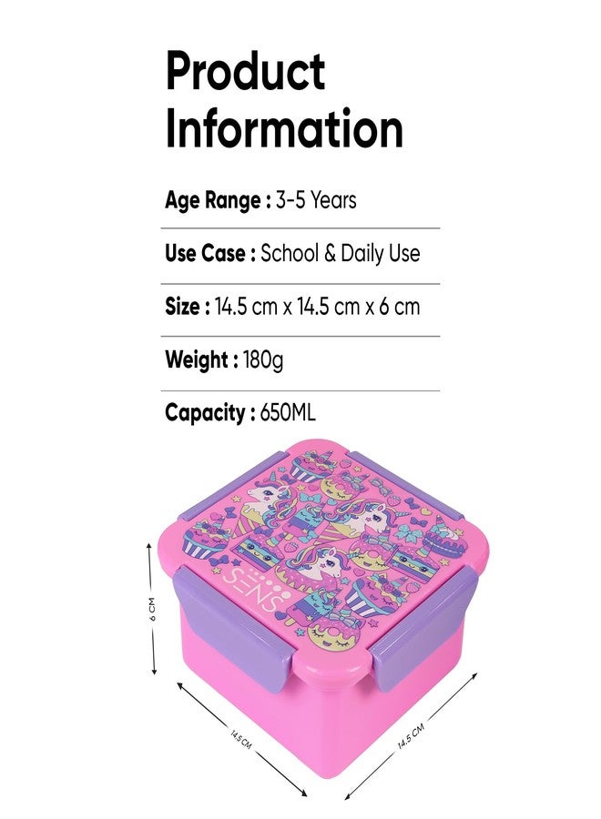 SENS YumBuddy Snackbox for Kids with Food Grade Material, Leak Proof, Air Tight, BPA Free, School,Picnic & Outdoor- Unicorn - Image 5