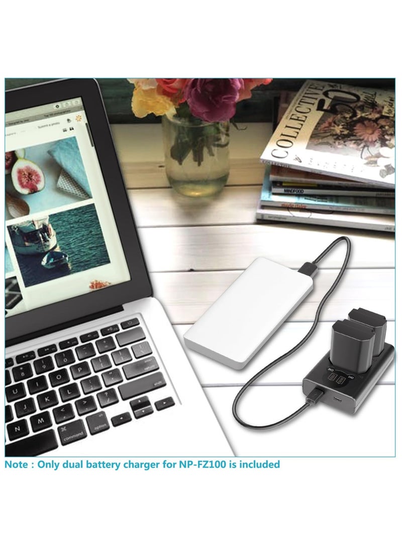 GUDOO شاحن USB مزدوج لبطارية سوني NP-FZ100 متوافق مع كاميرات سوني ZV-E1، FX3، FX30، A1، A9 II، A7R V، A7S III، A7 IV، A6600، A7C، مصمم بشاشة LCD، وخيارات شحن متعددة - Image 5