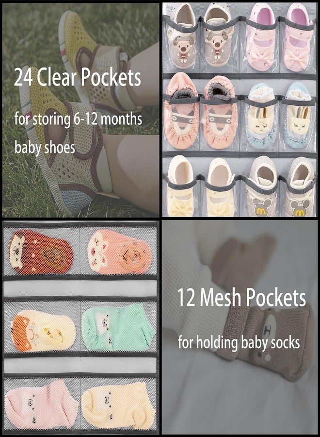 ANIZER Dual-sided Hanging Baby Shoes Organizer Closet Toddler Shoe Storage Holder for Kids Bow Socks Underwear (GREY) - Image 5