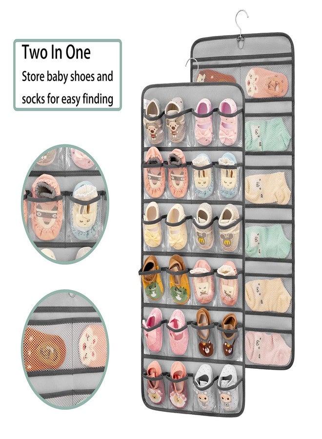 ANIZER Dual-sided Hanging Baby Shoes Organizer Closet Toddler Shoe Storage Holder for Kids Bow Socks Underwear (GREY) - Image 3