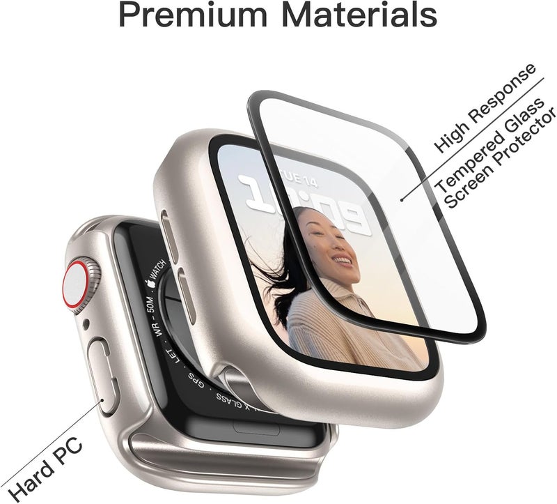 Case for Apple Watch SE 3/2/1, Series 6/5/4 40mm, Starlight | with Screen Protector, Built-in Tempered Glass, High Touch Sensitivity, Full Protection, Hard PC Design - Image 3
