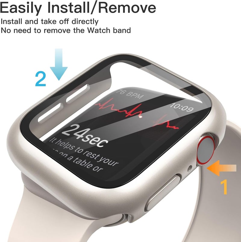 Case for Apple Watch SE 3/2/1, Series 6/5/4 40mm, Starlight | with Screen Protector, Built-in Tempered Glass, High Touch Sensitivity, Full Protection, Hard PC Design - Image 4