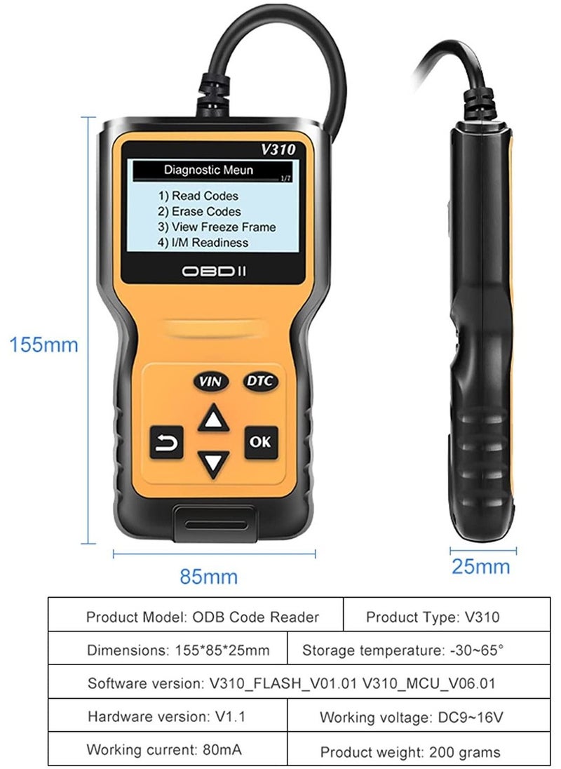 ماركة غير محددة - السيارات رمز خطأ القارئ ، obd2 الماسح الضوئي محرك التشخيص v310 رمز السيارة القارئ ، محرك السيارة رمز خطأ التشخيص الماسح الضوئي أداة مناسبة لجميع السيارات - Image 1