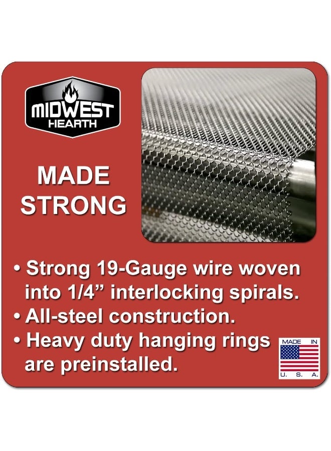 Midwest Hearth Midwest Hearth Fireplace Screen Mesh Curtain 18 High Made in USA Two 24 Wide Panels Black  - Image 2