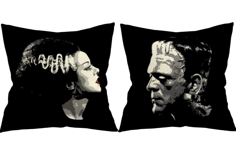 TOSOENPHY Gothic Home Decor Valentines Gift Bride of Frankenstein Monster Classic Horror Movie Pillow Covers 18X18 Set of 2 DoubleSided Goth Room Decor Line